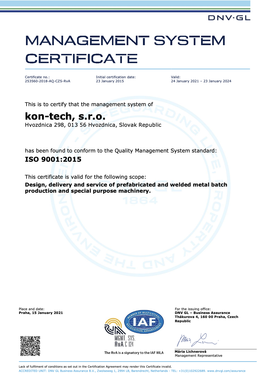 KON-TECH certifikácia